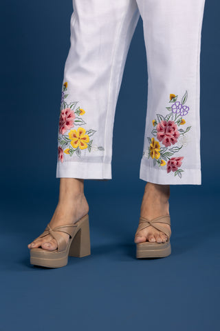 Floral Embroidered White Co-Ord Set