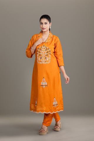 Copper Spice Embroidered Kurta Set