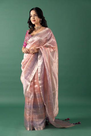 Ethereal Blush Pink Silk Saree