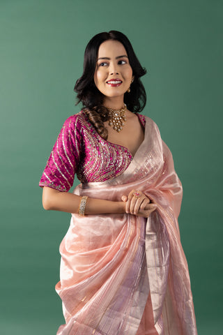Ethereal Blush Pink Silk Saree