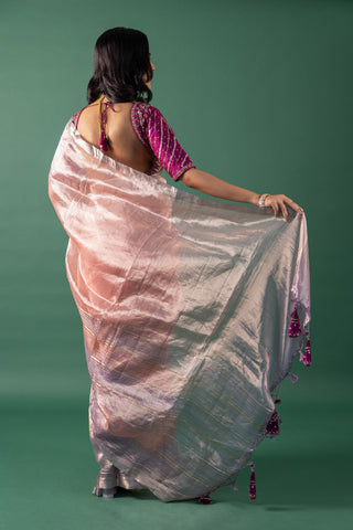 Ethereal Blush Pink Silk Saree