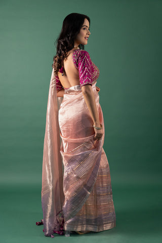Ethereal Blush Pink Silk Saree
