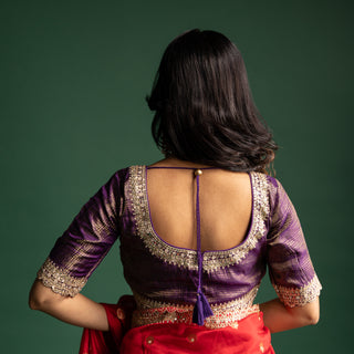 Timeless Ruby Red Silk Saree with Gold Polka Embellishments and Ornate Borders