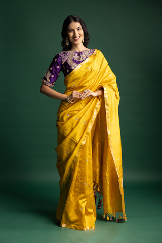 Sunshine Yellow Silk Saree