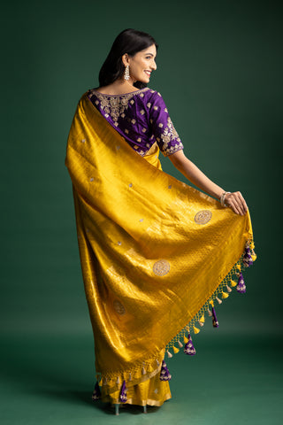 Sunshine Yellow Silk Saree