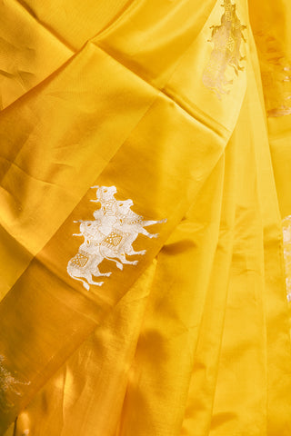Modern Saffron Yellow Silk Saree