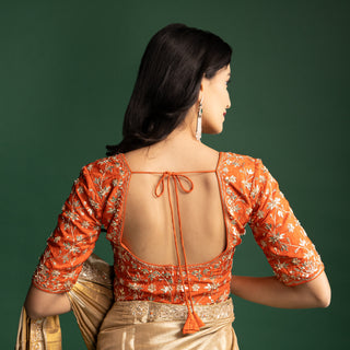 Luminous Golden Marigold Silk Saree with Intricate Heritage Zari Weaving