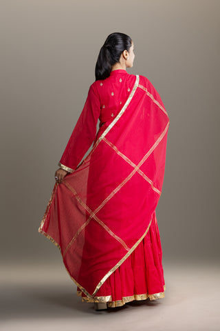 Crimson Royale Anarkali Gown