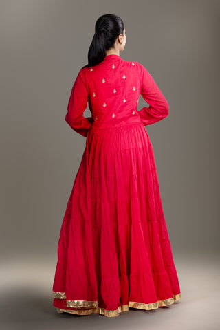 Crimson Royale Anarkali Gown