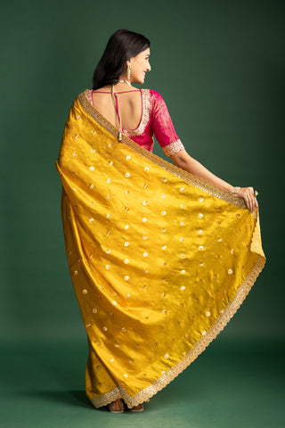 Bright Yellow Saree with Embellished Border