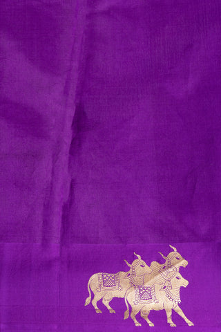 Majestic Amethyst Purple Silk Saree with Traditional Golden Art Motifs