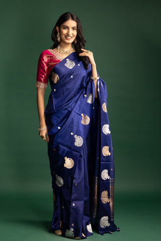 Royal Blue Handwoven Silk Saree