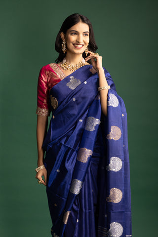 Royal Blue Handwoven Silk Saree
