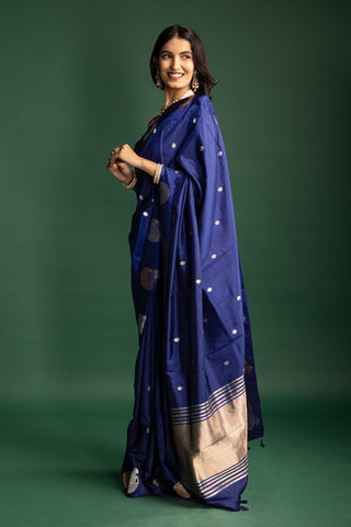 Royal Blue Handwoven Silk Saree