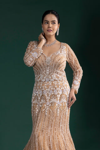 Champagne Gold Mermaid Fit Gown