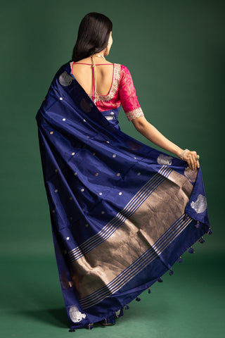 Royal Blue Handwoven Silk Saree
