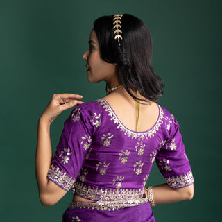 Orchid Purple Embroidered Saree with Handwork Borders