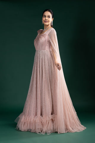 Blush Rose Pink One-Shoulder Gown