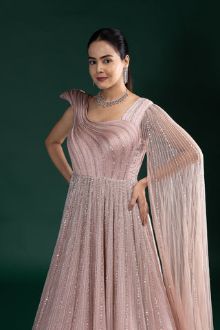 Blush Rose Pink One-Shoulder Gown