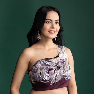 Moonlit Lavender Designer Saree with Sequin Embellished Blouse