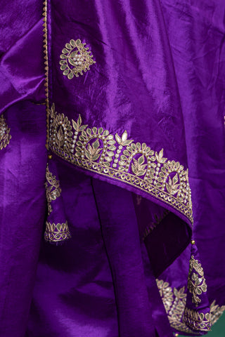 Imperial Purple Silk Saree with Traditional Butti Embellishments