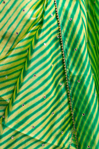 Lime Fusion Silk Saree with Bandhani Detailing