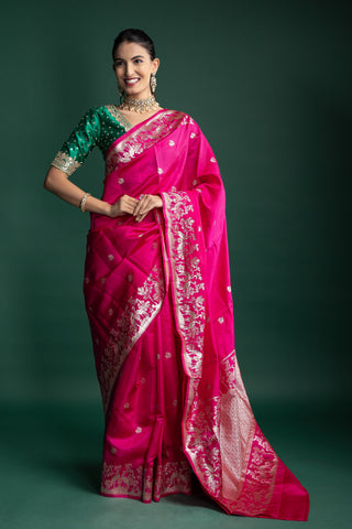Royal Rani Pink Banarasi Silk Saree