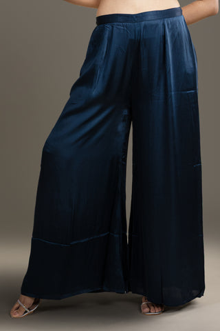 Indigo Mist and Ivory Striped Kaftan Set with Bead Embellishments