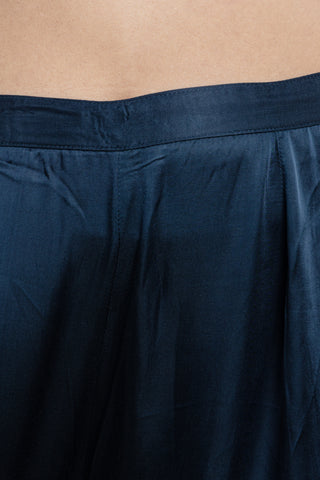 Indigo Mist and Ivory Striped Kaftan Set with Bead Embellishments