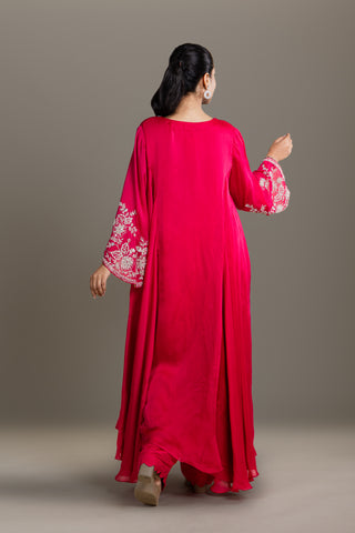 Fusia Pink Floral Kaftan Set