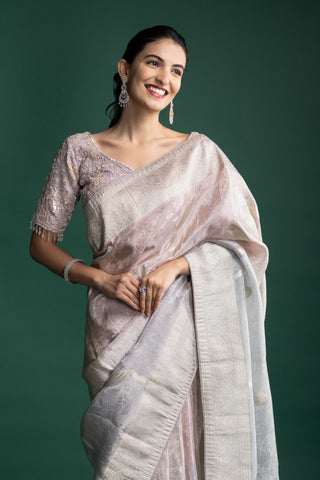 Frosted Rose Banarsi Silk Saree