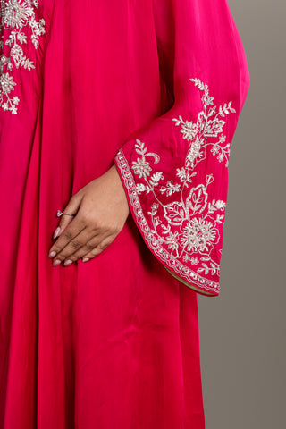 Fusia Pink Floral Kaftan Set