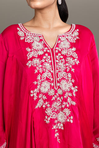 Fusia Pink Floral Kaftan Set
