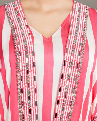 Rose Quartz and Opal Striped Kaftan Set