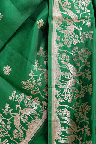 Imperial Emerald Green Banarasi Silk Saree