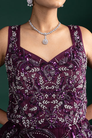 Royal Amethyst Embellished Gown With Rich Sequin Detailing
