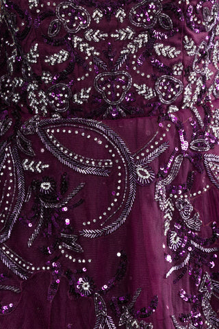 Royal Amethyst Embellished Gown With Rich Sequin Detailing
