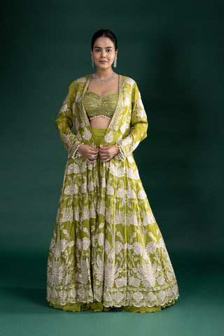 Olive Green Indo-Western Fusion Set Snusha Olive Green Indo-Western Fusion Set Snusha