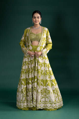 Olive Green Indo-Western Fusion Set