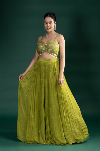 Olive Green Indo-Western Fusion Set