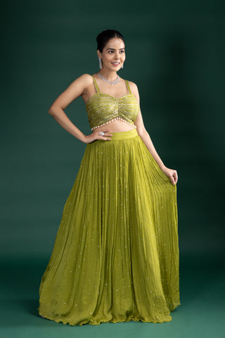 Olive Green Indo-Western Fusion Set