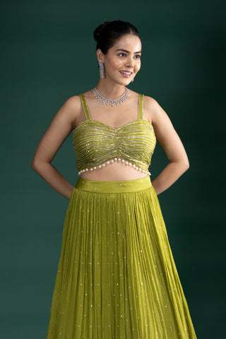 Olive Green Indo-Western Fusion Set