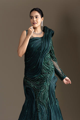 Emerald Green Ruffle Concept Gown