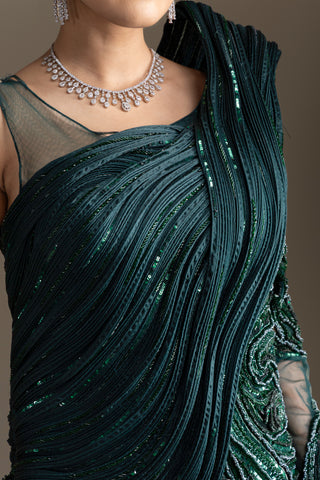 Emerald Green Ruffle Concept Gown