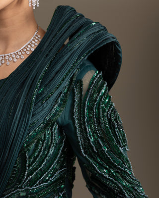 Emerald Green Ruffle Concept Gown