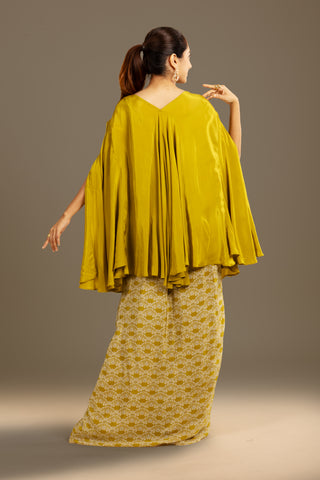 Graceful Antique Olive Luxe Flared Kaftan Set