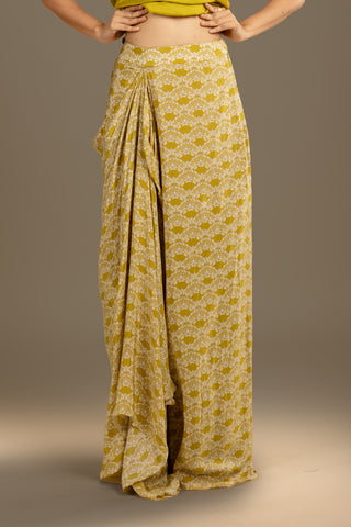 Graceful Antique Olive Luxe Flared Kaftan Set