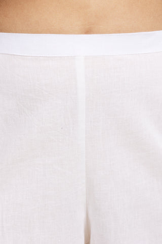 Elegant Grey and White Striped Shirt with Floral Embroidery