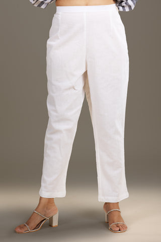 Elegant Grey and White Striped Shirt with Floral Embroidery