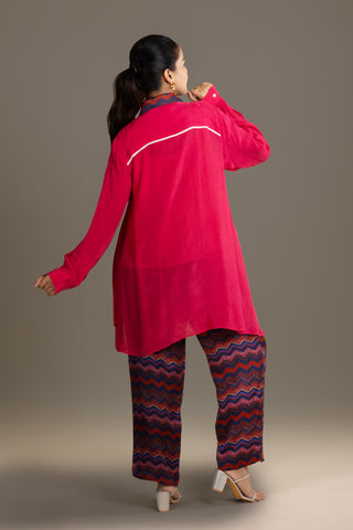 Vibrant Crimson Zest Shirt Kurta Set